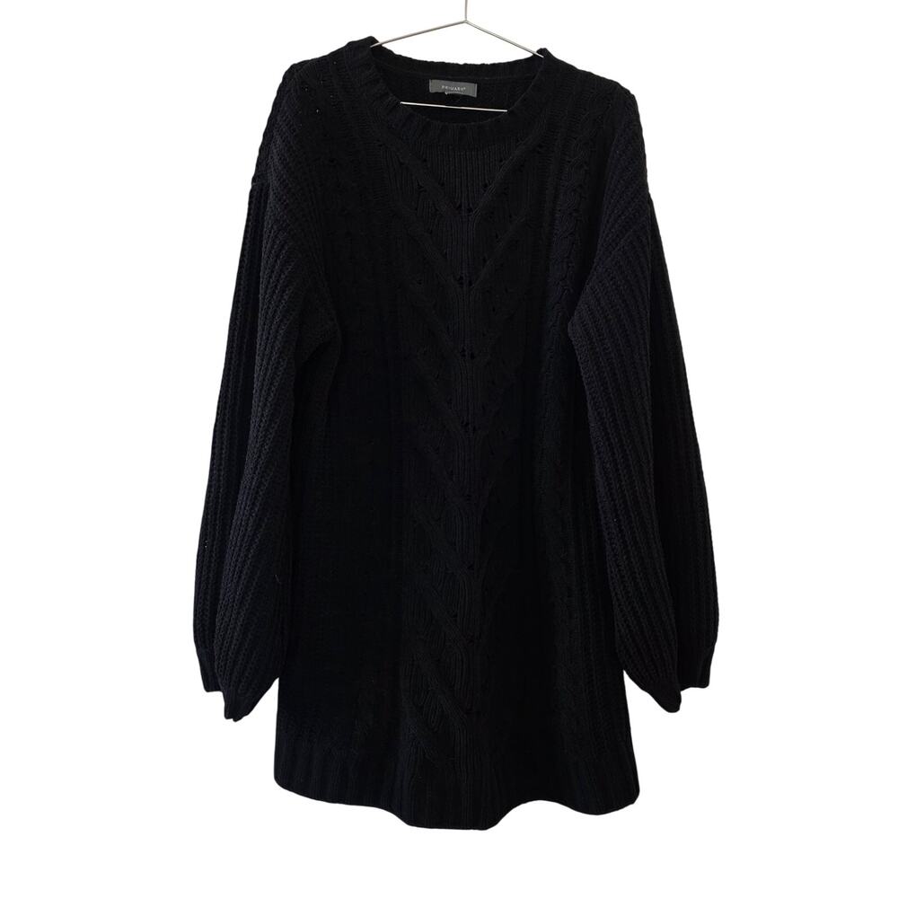 Primark Black Cable Knit Sweater Dress Womens Size L Chunky Knit Long Sleeve